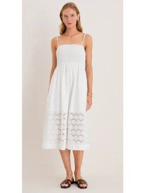 Hyacinth House White Smocked Seashell Embroidery Harbor Dress Size S NWOT